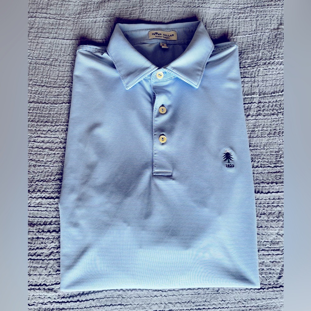 Peter Millar Summer Comfort Golf Shirt Medium - blue/white
